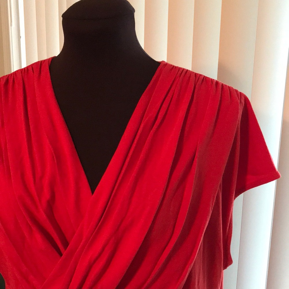 Evan Picone Knit Top with Draped Neckline and Raised Waist